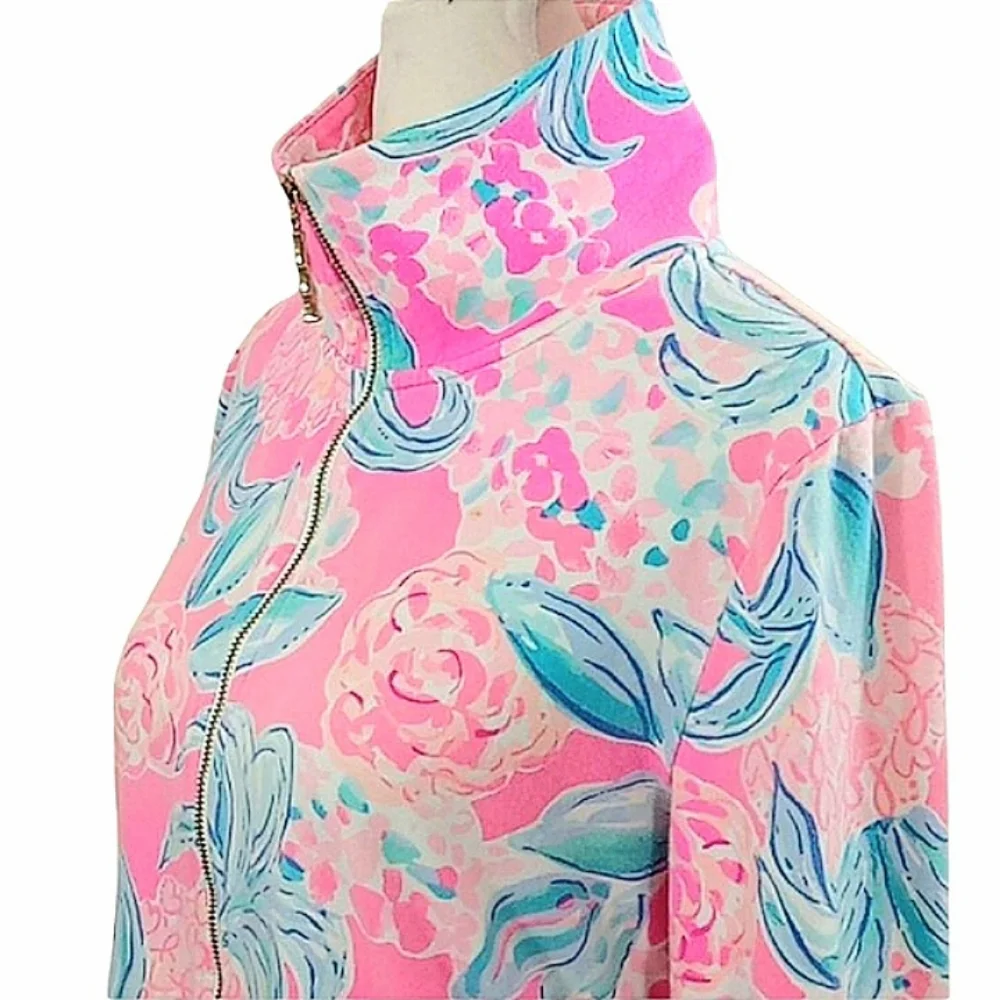 Lilly Pulitzer Leona Zip Up Jacket in Prosecco Pin Pinking Positive UPF 50 Small - Picture 8 of 11